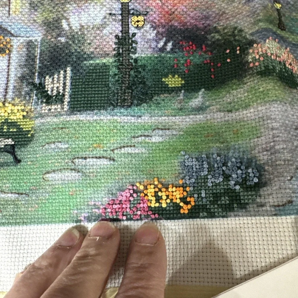 Sewing Craft Thomas Kincaid Lamplight Brook Cross‎ Stitch Kit Started 1995